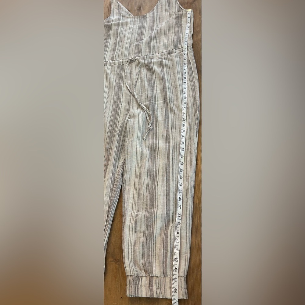 Anthropologie DREW Boho Lagen Look Linen Blend Striped Jumpsuit Size L - Picture 14 of 14